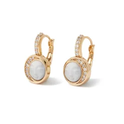 The Met Store Earrings*Celestial Symbols Carved Mother-of-Pearl Coin Hoop Earrings