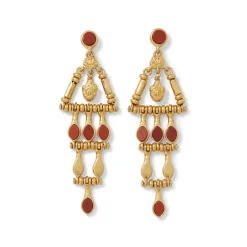 The Met Store Earrings*Egyptian Nefer Amulet Red Jasper Chandelier Earrings