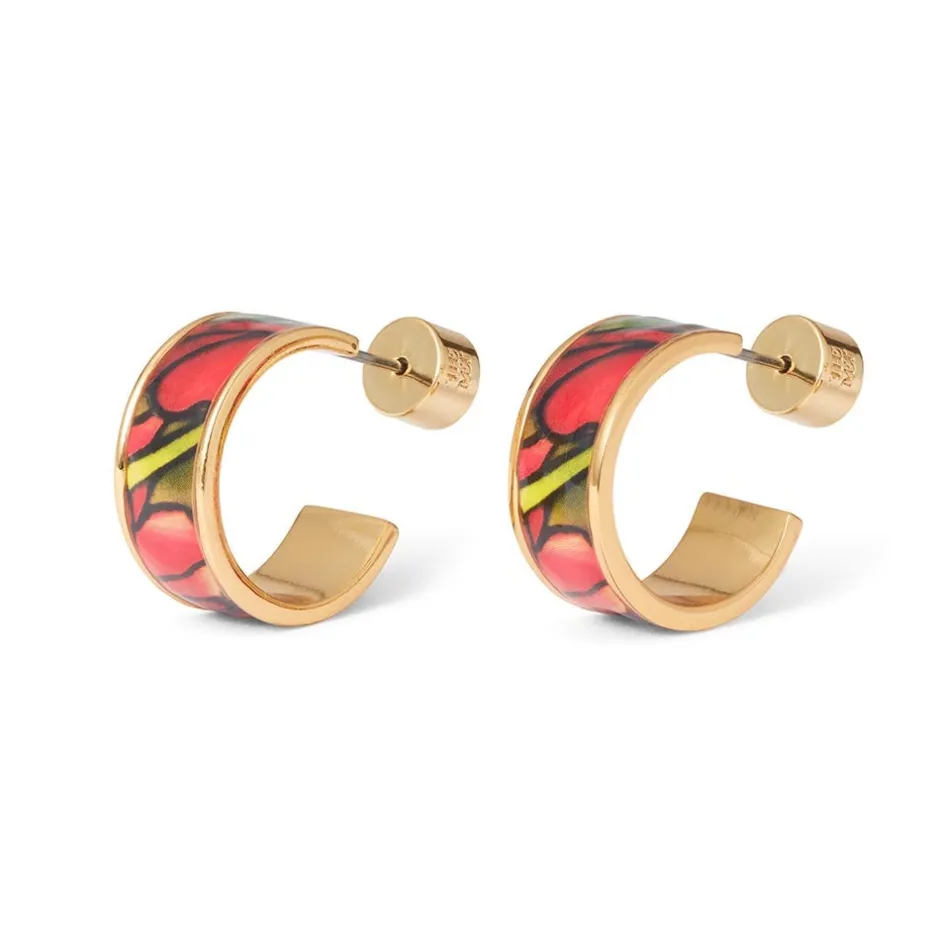 The Met Store Earrings*Favrile Tulip Enamel Hoop Earrings