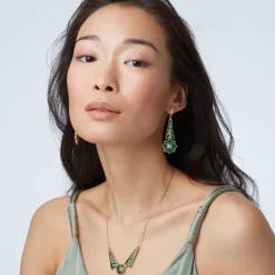 The Met Store Earrings*Lotus Pagoda Plique-à-Jour Long Drop Earrings
