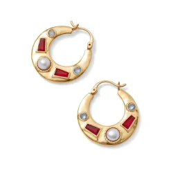 The Met Store Earrings*Medieval Stone Crescent Hoop Earrings