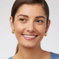 The Met Store Earrings*Medieval Stone Hoop Earrings