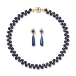 The Met Store Jewelry Sets*Spanish Baldric Lapis Braided Necklace and Elongated Drop Earrings Set