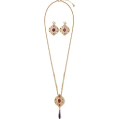 The Met Store Jewelry Sets*Turkish Amethyst Long Pendant Necklace and Statement Earrings Set