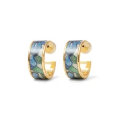 The Met Store Earrings*Van Gogh Irises Enamel Hoop Earrings