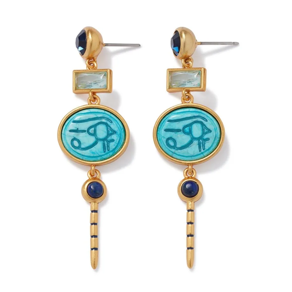 The Met Store Earrings*Wedjat Eye Scarab Drop Earrings