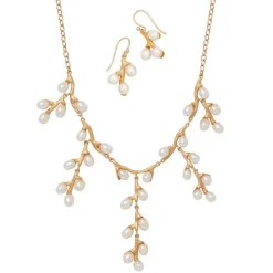 The Met Store Jewelry Sets*Willow Catkins Pearl Bib Necklace and Drop Earrings Set